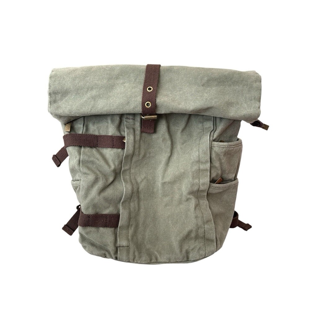 DZOLK Waxed Canvas Roll Top Backpack Expandable Travel Hiking Utility Bag RPET